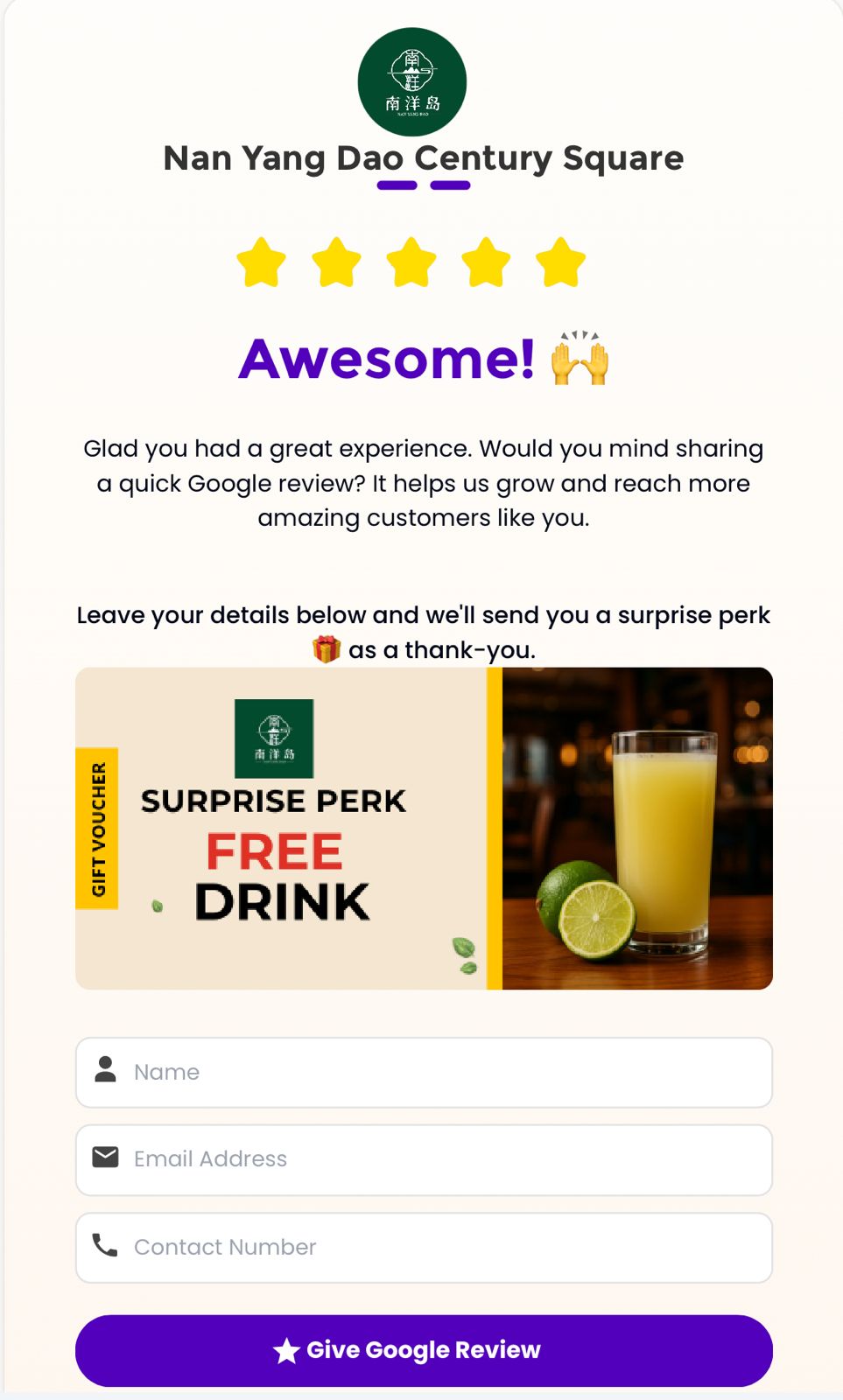 EpicReview system filtering 5-star reviews to Google